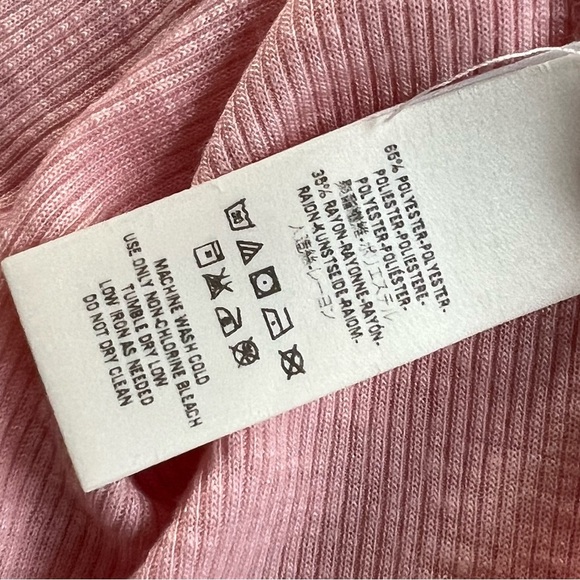Free People Long Beach Ribbed Tank Pink Women’s Size Small Made in USA - Picture 7 of 7